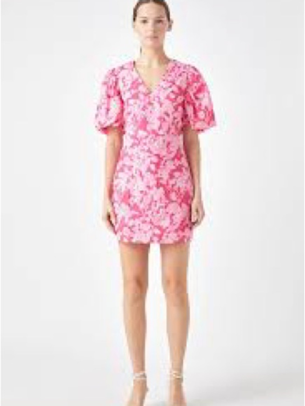 Endless Rose‎ Pink Floral Puff-Sleeve Mini Dress